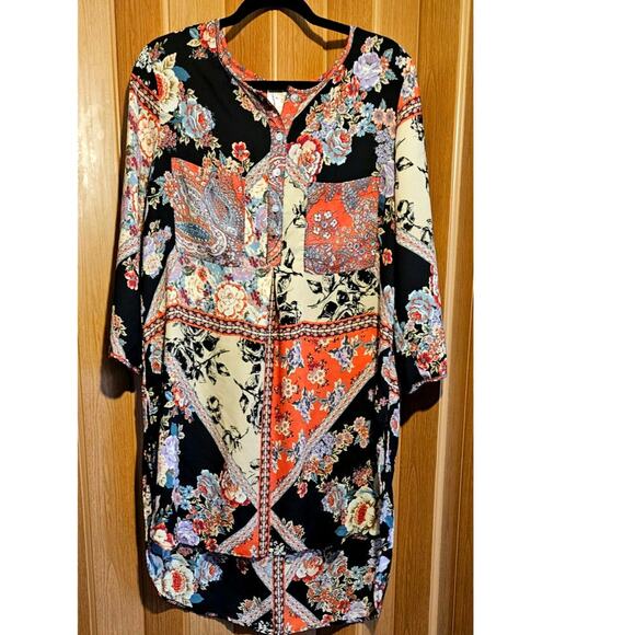 Fig and Flower XL Multicolored Button-up Sheer Blouse - Picture 1 of 10